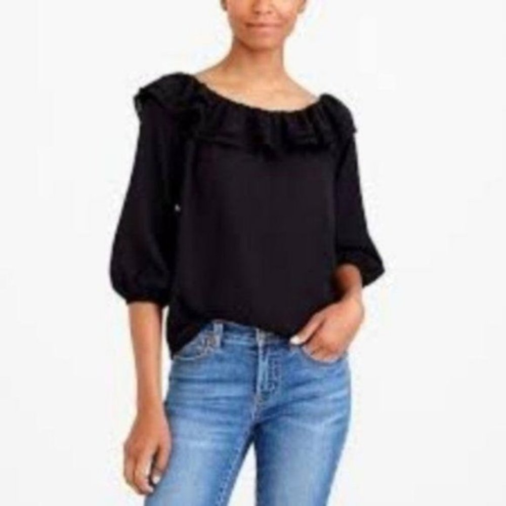 J Crew Mercantile Ruffle Convertible Blouse M NWT
